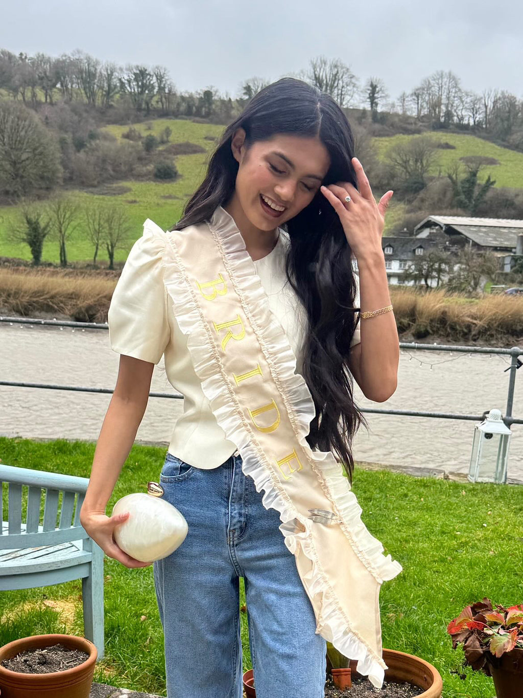 Beige Bride Hen Party Sash