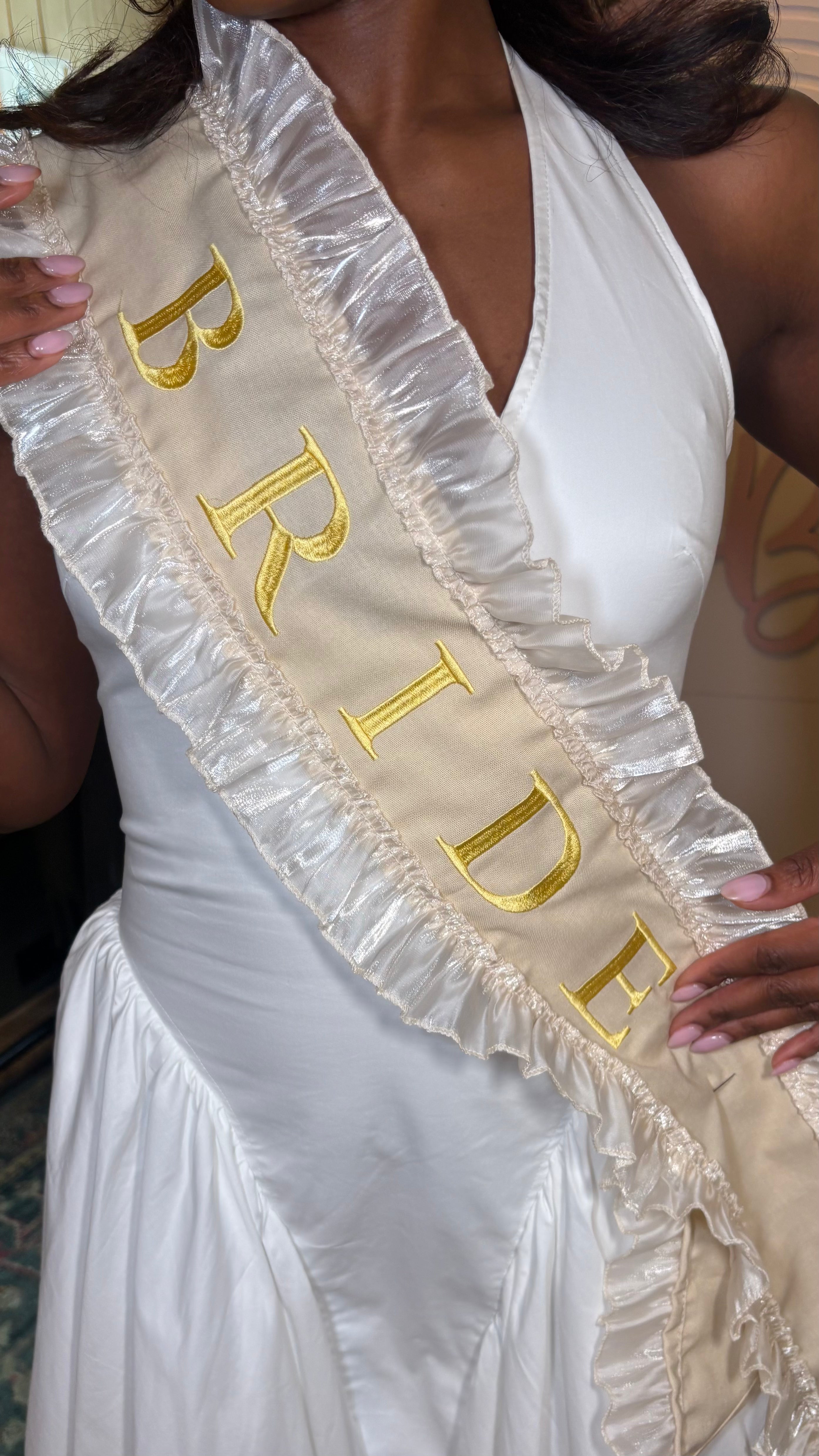 Beige Bride Hen Party Sash